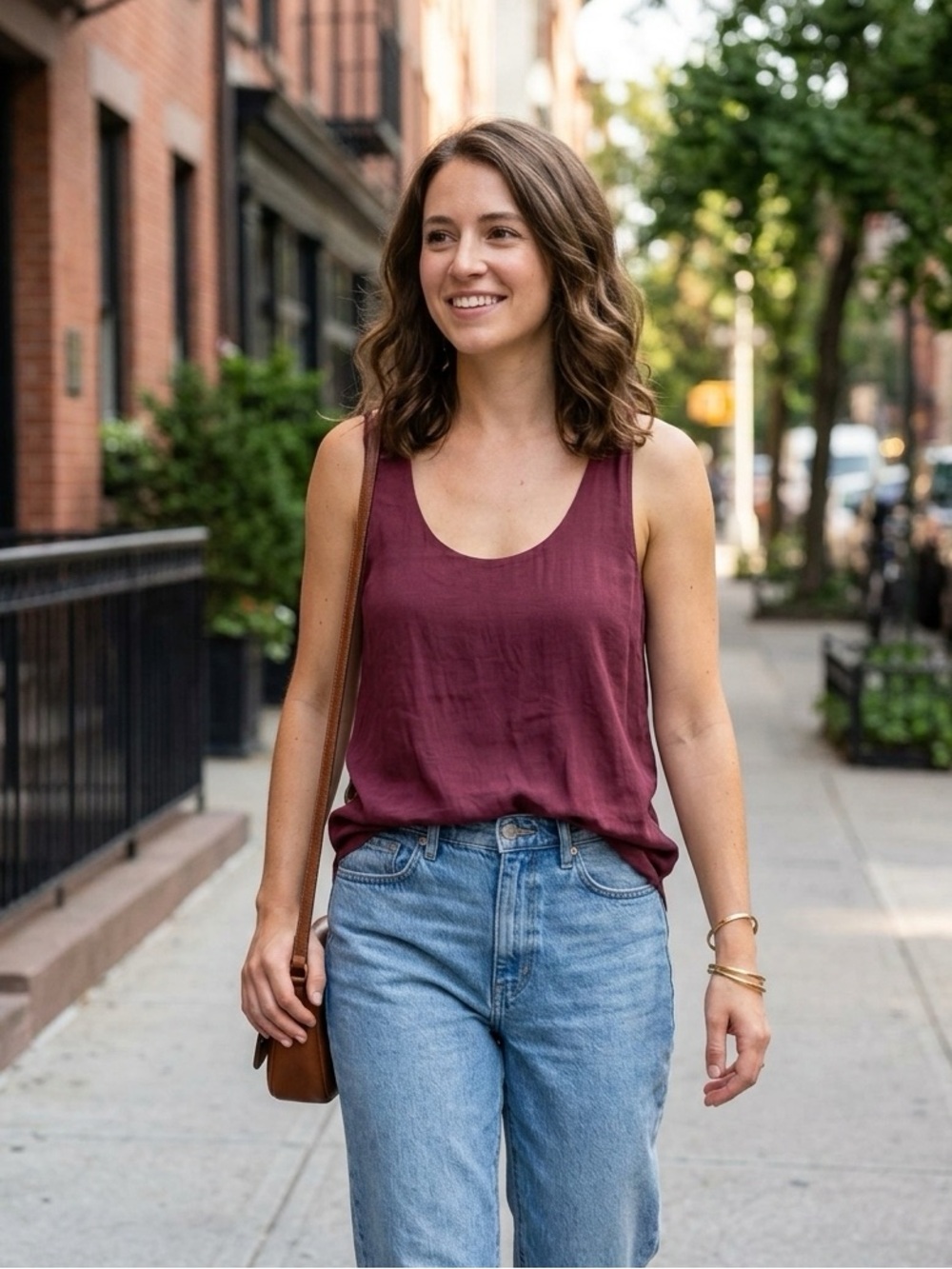 Trouve Maroon Twist Back Knot Loose Tank Top Blouse Size Small
